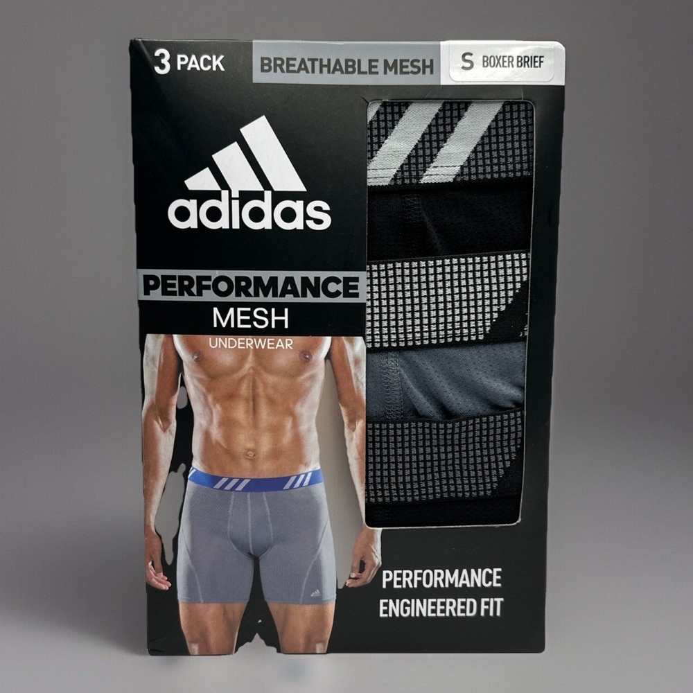 Adidas Performance Mesh Boxer Briefs - (3) Pack - Breathable - Size Small 28-30